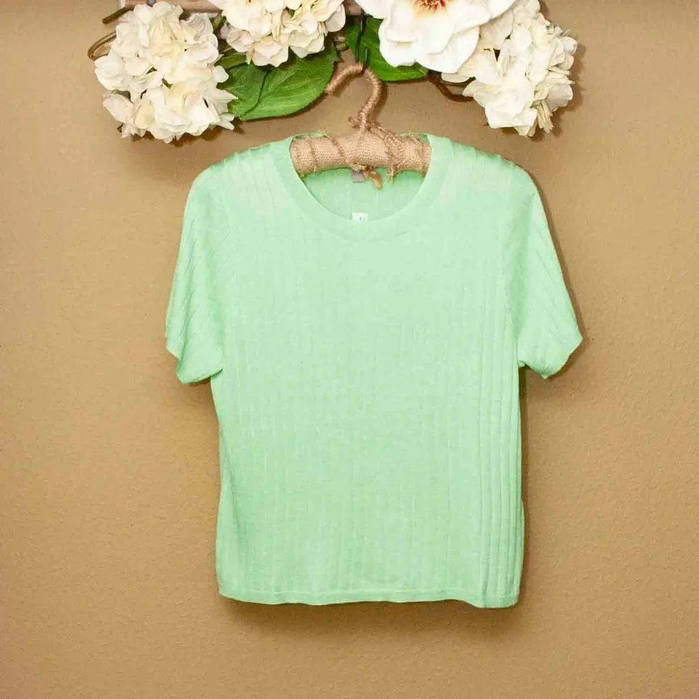 NWT J. Crew Silk and Cashmere Cropped T-Shirt in Frosty Green size L